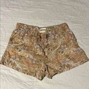 Cynthia Rowley Linen Tropical Tan Shorts M